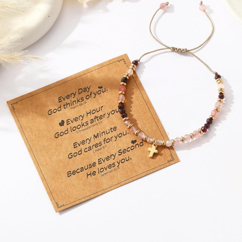 Pavolini Christian Gifts for Women, Cross Bracelet, Christian Gifts, Inspirational Gifts for Women, Natural Stone Bracelets, Religious Gifts for Woman - Image 2